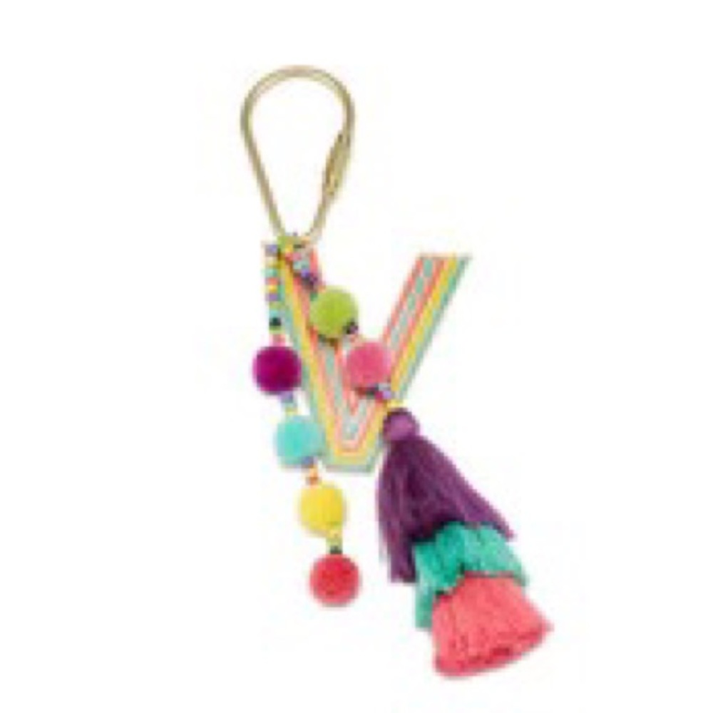 Pom Initial Keychain - V